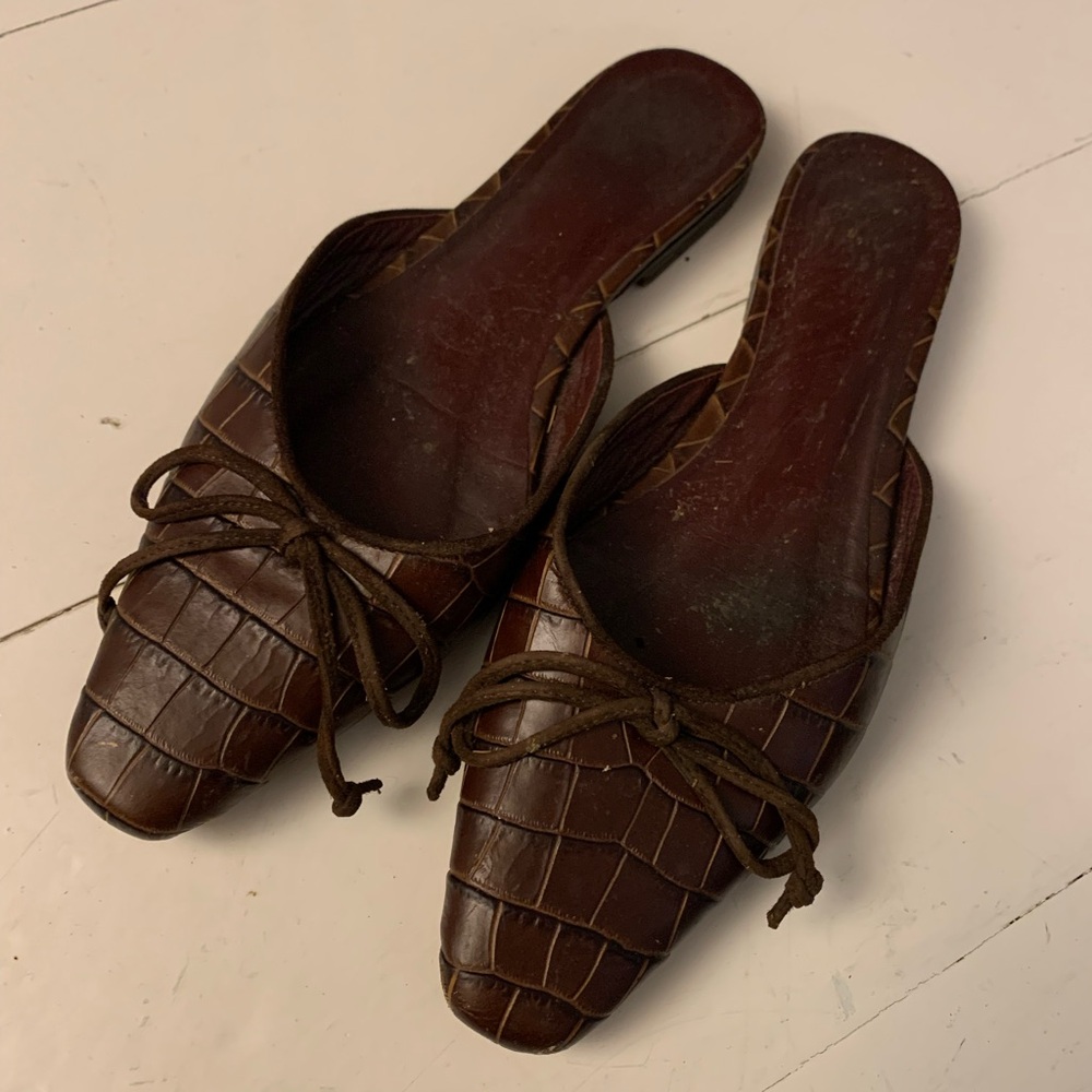 Staud Gina Mules Brown Croc 36.5